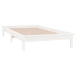 vidaXL Cadru de pat cu LED, alb, 90x200 cm, lemn masiv