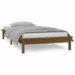 vidaXL Cadru de pat cu LED, maro miere, 90x200 cm, lemn masiv