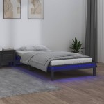 vidaXL Cadru de pat cu LED, gri, 100x200 cm, lemn masiv vidaXL Cadru de pat cu LED, gri, 100x200 cm, lemn masiv
