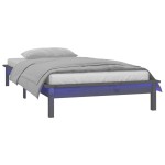 vidaXL Cadru de pat cu LED, gri, 100x200 cm, lemn masiv vidaXL Cadru de pat cu LED, gri, 100x200 cm, lemn masiv