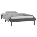 vidaXL Cadru de pat cu LED, gri, 100x200 cm, lemn masiv vidaXL Cadru de pat cu LED, gri, 100x200 cm, lemn masiv