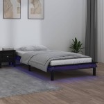 vidaXL Cadru de pat cu LED, negru, 100x200 cm, lemn masiv vidaXL Cadru de pat cu LED, negru, 100x200 cm, lemn masiv