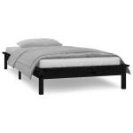 vidaXL Cadru de pat cu LED, negru, 100x200 cm, lemn masiv vidaXL Cadru de pat cu LED, negru, 100x200 cm, lemn masiv