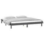 vidaXL Cadru de pat cu LED, gri, 120x200 cm, lemn masiv