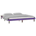 vidaXL Cadru de pat cu LED, maro miere, 120x200 cm, lemn masiv vidaXL Cadru de pat cu LED, maro miere, 120x200 cm, lemn masiv