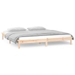 vidaXL Cadru de pat cu LED, 140x200 cm, lemn masiv vidaXL Cadru de pat cu LED, 140x200 cm, lemn masiv