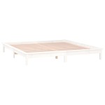vidaXL Cadru de pat cu LED, alb, 140x200 cm, lemn masiv