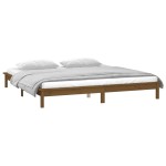 vidaXL Cadru de pat cu LED, maro miere, 140x200 cm, lemn masiv vidaXL Cadru de pat cu LED, maro miere, 140x200 cm, lemn masiv