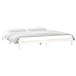 vidaXL Cadru de pat cu LED King Size, alb, 150x200 cm, lemn masiv