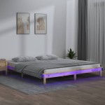 vidaXL Cadru de pat cu LED, 160x200 cm, lemn masiv vidaXL Cadru de pat cu LED, 160x200 cm, lemn masiv