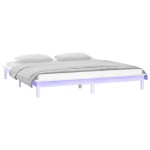 vidaXL Cadru de pat cu LED, alb, 160x200 cm, lemn masiv