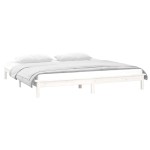 vidaXL Cadru de pat cu LED, alb, 200x200 cm, lemn masiv