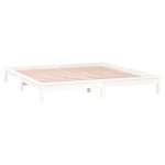 vidaXL Cadru de pat cu LED, alb, 200x200 cm, lemn masiv