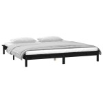 vidaXL Cadru de pat cu LED, negru, 200x200 cm, lemn masiv