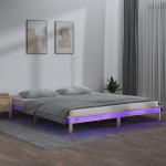 vidaXL Cadru de pat cu LED mic dublu, 120x190 cm, lemn masiv vidaXL Cadru de pat cu LED mic dublu, 120x190 cm, lemn masiv