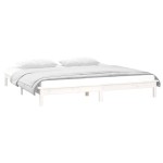 vidaXL Cadru de pat cu LED mic dublu, alb, 120x190 cm, lemn masiv