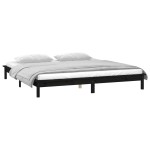 vidaXL Cadru de pat cu LED mic dublu, negru, 120x190cm, lemn masiv