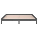 vidaXL Cadru de pat cu LED, gri, 140x190 cm, lemn masiv