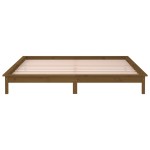 vidaXL Cadru de pat cu LED, maro miere, 140x190 cm, lemn masiv