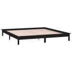 vidaXL Cadru de pat cu LED, negru, 140x190 cm, lemn masiv