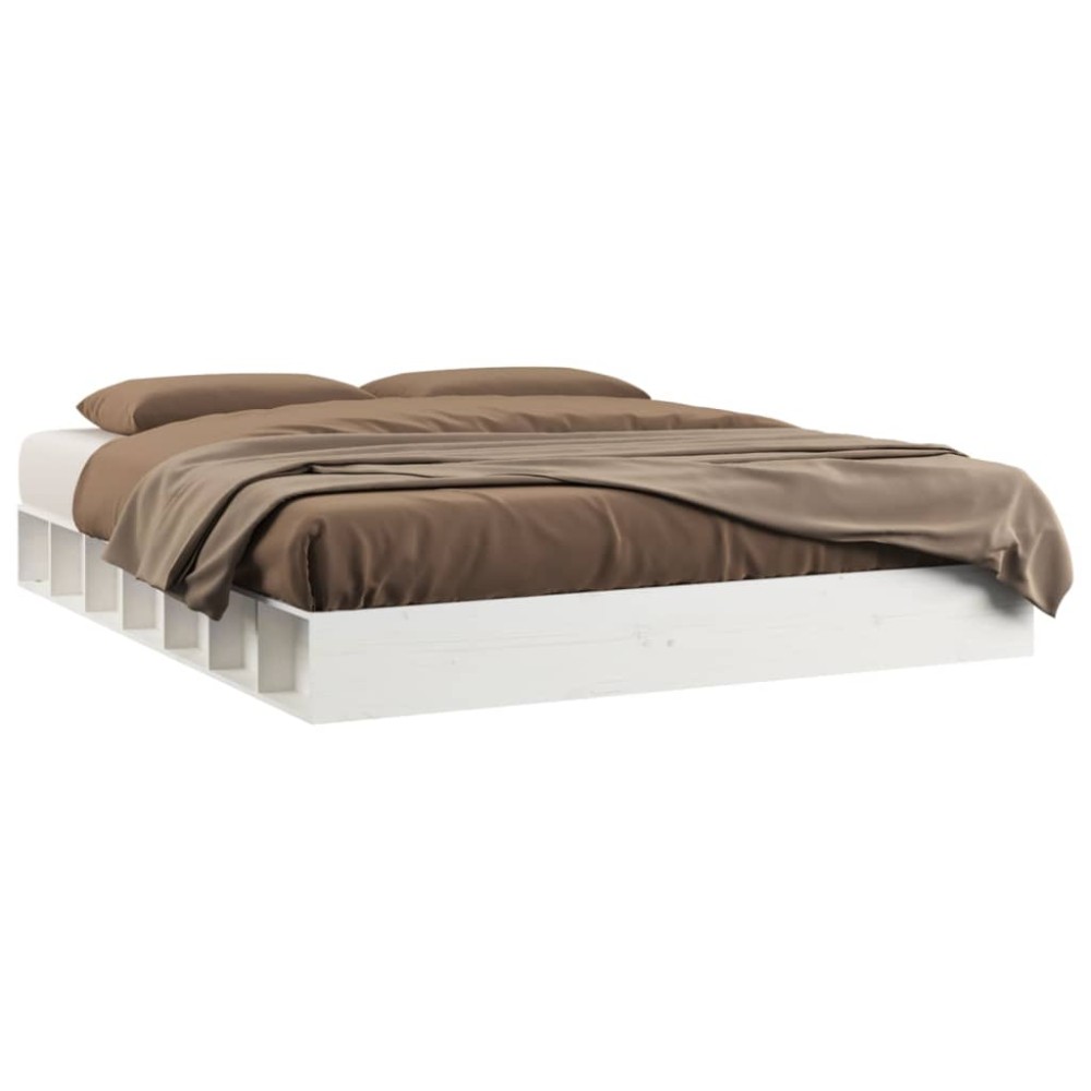 vidaXL Cadru de pat King Size, alb, 150x200 cm, lemn masiv
