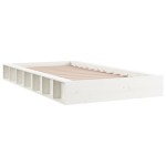 vidaXL Cadru de pat dublu, alb, 135x190 cm, lemn masiv