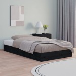 vidaXL Cadru de pat dublu, negru, 135x190 cm, lemn masiv vidaXL Cadru de pat dublu, negru, 135x190 cm, lemn masiv