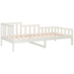 vidaXL Pat de zi fără saltea, alb, 90x190 cm, lemn masiv pin