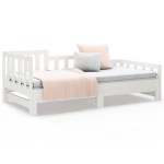 vidaXL Pat de zi extensibil, alb, 2x(80x200) cm, lemn masiv de pin
