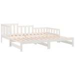 vidaXL Pat de zi extensibil, alb, 2x(80x200) cm, lemn masiv de pin