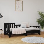 vidaXL Pat de zi extensibil negru 2x(80x200) cm lemn masiv de pin