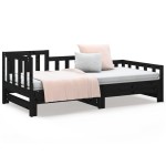 vidaXL Pat de zi extensibil negru 2x(80x200) cm lemn masiv de pin