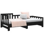 vidaXL Pat de zi extensibil negru 2x(80x200) cm lemn masiv de pin