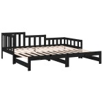vidaXL Pat de zi extensibil negru 2x(80x200) cm lemn masiv de pin