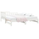 vidaXL Pat de zi extensibil, alb, 2x(90x190) cm, lemn masiv de pin
