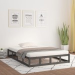 vidaXL Cadru de pat King Size, 150x200 cm, gri, lemn masiv vidaXL Cadru de pat King Size, 150x200 cm, gri, lemn masiv