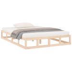 vidaXL Cadru de pat dublu, 135x190 cm, lemn masiv