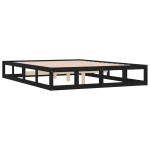 vidaXL Cadru de pat dublu, negru, 135x190 cm, lemn masiv vidaXL Cadru de pat dublu, negru, 135x190 cm, lemn masiv