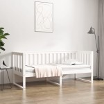 vidaXL Pat de zi fără saltea, alb, 80x200 cm, lemn masiv pin