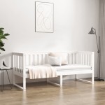 vidaXL Pat de zi fără saltea, alb, 80x200 cm, lemn masiv pin