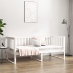 vidaXL Pat de zi fără saltea, alb, 90x190 cm, lemn masiv pin