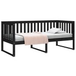 vidaXL Pat de zi, negru, 90x190 cm, lemn masiv de pin