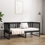 vidaXL Pat de zi, negru, 90x190 cm, lemn masiv de pin