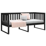 vidaXL Pat de zi, negru, 90x190 cm, lemn masiv de pin