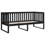 vidaXL Pat de zi, negru, 90x190 cm, lemn masiv de pin
