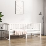 vidaXL Pat de zi fără saltea alb 100x200 cm lemn masiv de pin