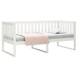 vidaXL Pat de zi fără saltea alb 100x200 cm lemn masiv de pin