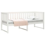 vidaXL Pat de zi fără saltea alb 75x190 cm lemn masiv de pin