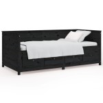 vidaXL Pat de zi, negru, 90x190 cm, lemn masiv de pin vidaXL Pat de zi, negru, 90x190 cm, lemn masiv de pin