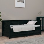 vidaXL Pat de zi, negru, 90x190 cm, lemn masiv de pin vidaXL Pat de zi, negru, 90x190 cm, lemn masiv de pin